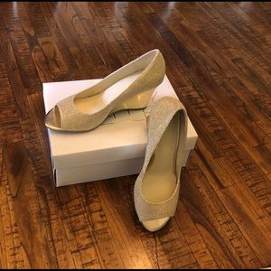 Glitter Peep Toe Wedge